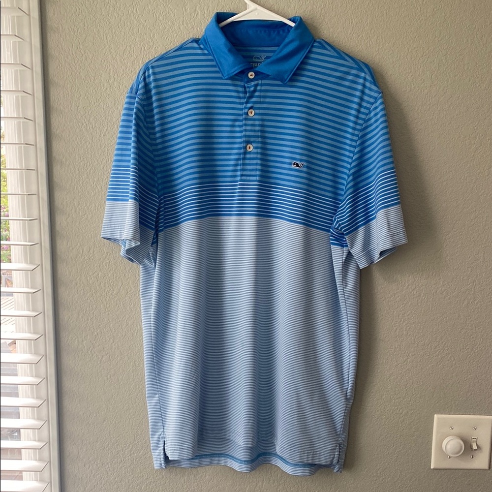 Men's Blue Striped Polo Shirt